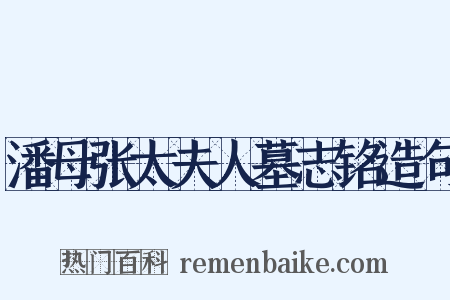 潘母张太夫人墓志铭造句是什么意思的图片